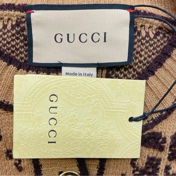 Gucci Women's Tan and Dark Brown Cardigan - Picture 5 of 5
